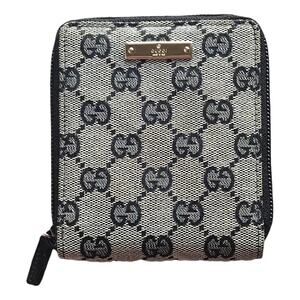 Authentic Gucci Ophidia Canvas Leather GG Black Grey Compact Zip Wallet EUC